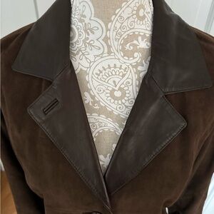 Brooks Brothers Brown Leather& Suede Blazer-Size 14